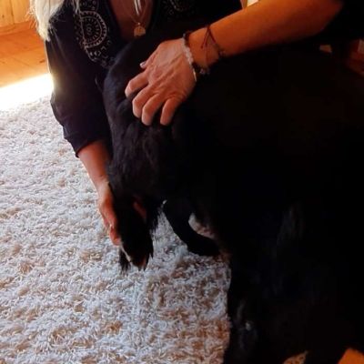 Conny macht die Rückenbalance am Hund